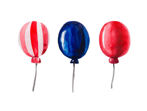 Stylized Red And Blue Helium Balloon For An Entertainment Events. You Can Use It To Illustrate Birthday Party, Various Actions, Congratulations. The Element Will Be A Good Addition To The Overall Grap