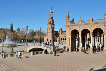 Plaza de Espana (Spain square) in Seville, Andalusia - obrazy, fototapety, plakaty