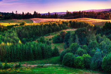 Naklejka premium Summer landscape. Aerial view. Stare Juchy, Masuria, Poland.