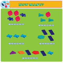 Fototapeta premium Logical task. How many figures in each group? Vector illustration