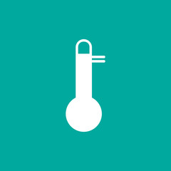 Thermometer icon, vector illustration, flat design. White on green background.