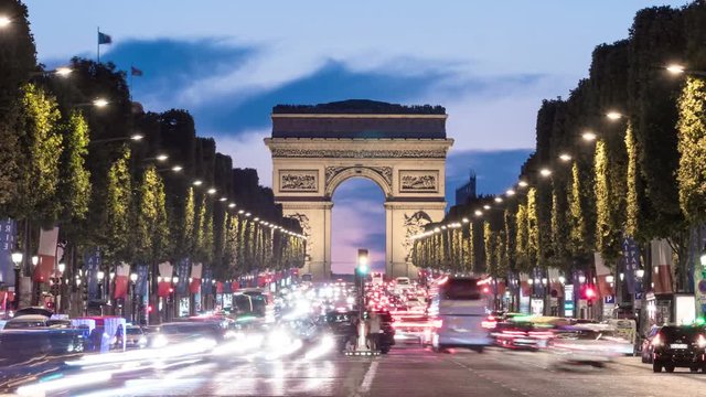 Timelapse of traffic on Champs Elysees