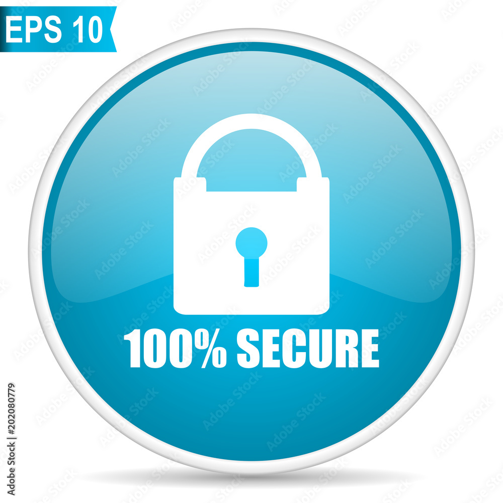 Aufkleber Secure blue glossy round vector icon in eps 10. Editable modern design internet button on white background.