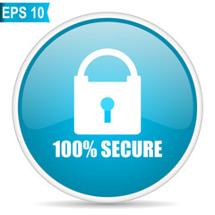 Secure blue glossy round vector icon in eps 10. Editable modern design internet button on white background.