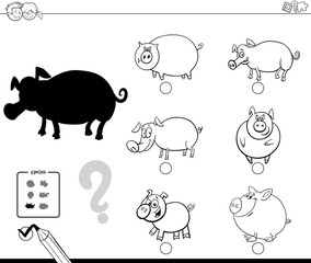 pigs animals shadow game coloring book