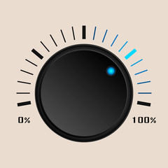 Volume control knob in dark shades with a highlighted dial