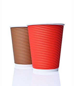 Take-out blank craft paper coffee brown and red cups