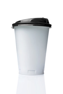 Take-out blank paper or plastic coffee cup with black cover