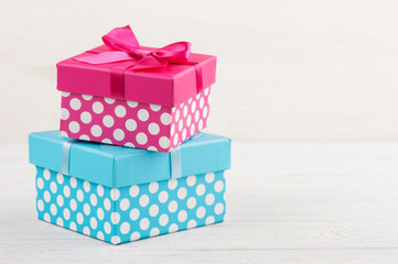 A red and blue present boxes