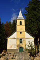 Fototapeta na wymiar Old small catholic church in countryside area in Croatia. 