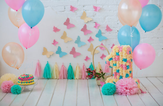 The decor of the first birthday