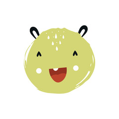 Funny nursery poster with cute monster. Vector illustration in scandinavian style