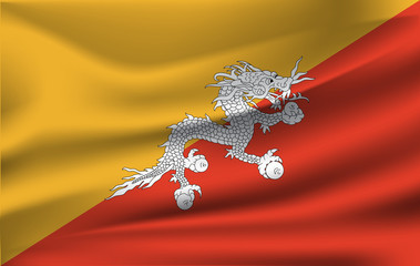 Bhutan waved flag. Vector illustration