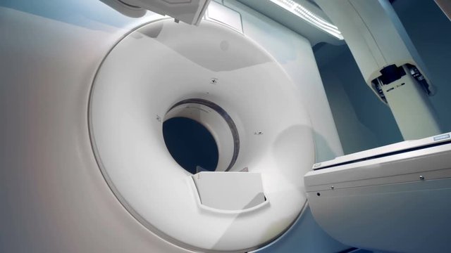 White tomographic scanner in a modern hospital. 4K.