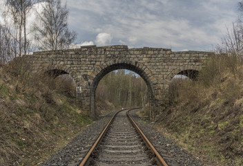 Obraz premium Bridge over railroad track near Horni Slavkov town