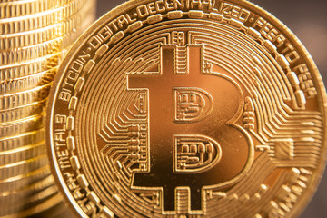 Close up of bitcoins background