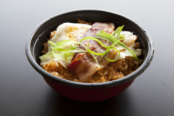 Kimchi Rice with Egg and Bacon