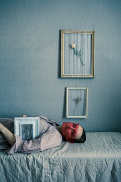 portrait of a woman with frames and flowers