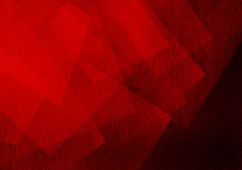 Abstract red pattern on a black background in a modern geometric art style design of layered transparent shapes in corner.