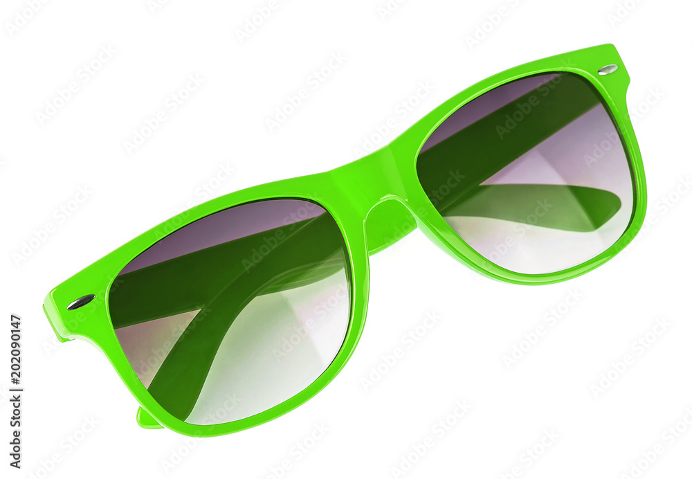 Wall mural green sun glasses isolated over white background