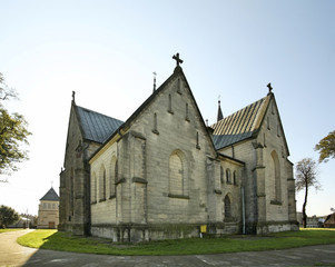 Fototapeta na wymiar Church of Saint Nicholas in Zarnow village. Lodz Voivodeship. Poland