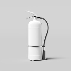 White fire extinguisher on light grey background, 3d rendering - obrazy, fototapety, plakaty