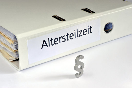 Altersteilzeit, Arbeitsrecht, Paragraph, Ordner, Arbeitszeit, Teilzeit, Vorruhestand, Altersteilzeitgesetz, Arbeitsvertrag, Arbeitsverh&auml;ltnis, Blockmodell, Arbeitsmarkt, Individualarbeitsrecht, Job, 