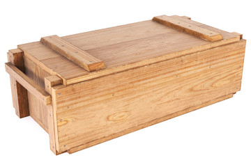 wooden box isolated on white background. 3D illustration.
