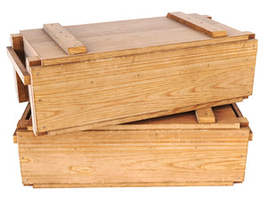 wooden box isolated on white background. 3D illustration.