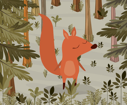 chipmunk in the forest scene vector illustration design