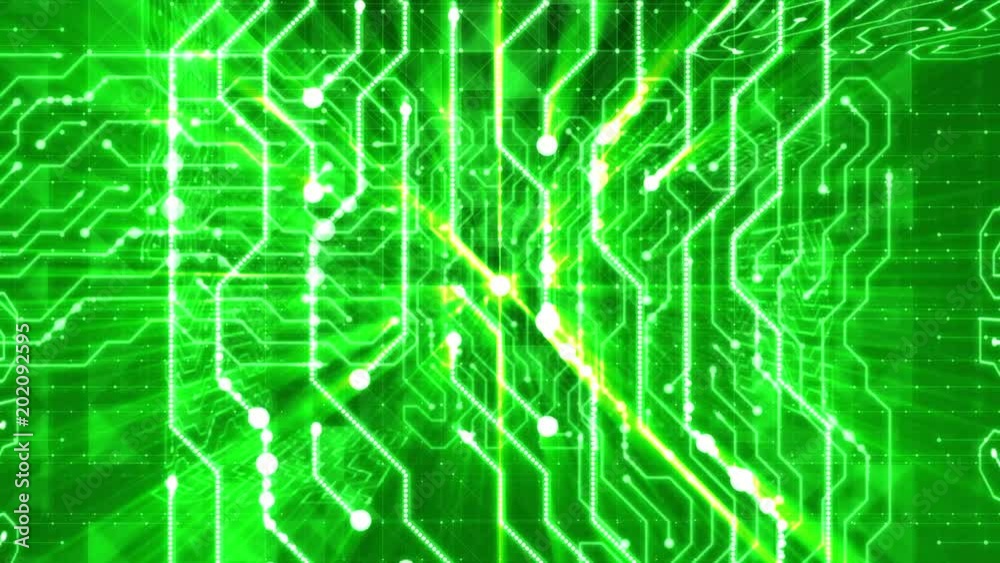Poster a futuristic 3d rendering of a small object moving inside of a salad circuit board with curvy and st