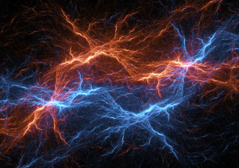 Fire and ice plasma lightning background, abstract electrical discharge