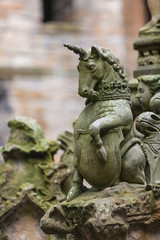 Scottish Unicorn sculpture at Linlithgow Palace, Scotland.