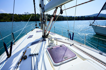 Fototapeta na wymiar luxury yacht cabin