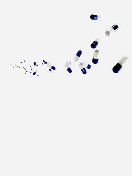 Pill capsules floating mid air