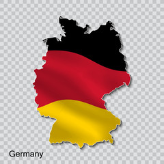 Obraz premium Map of germany with national flag on a transparent background.