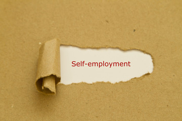 Self employment written under torn paper.