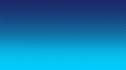 Halftone gradient pattern vertical vector illustration. Blue dotted halftone texture. Pop Art light blue dots halftone, dark blue Background. Background of Art. AI10