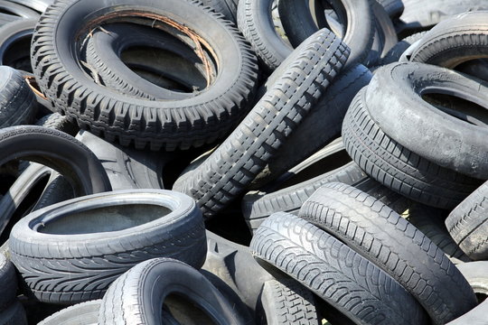 Detail Of A Scrap Tire Dump With Different Types Of Tires