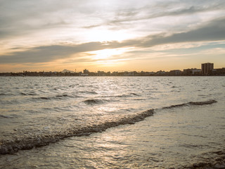 Naklejka premium the Mar Menor at sunset with some beautiful clouds