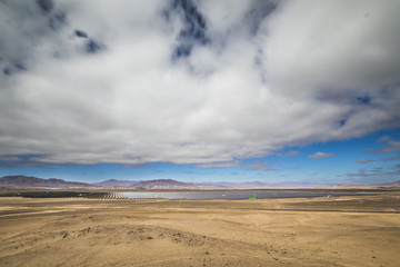 Fototapeta na wymiar Solar Energy, a clean way of reducing CO2 emissions and the best place for Solar Energy is the Atacama Desert at north Chile where all the astronomical observatories are placed