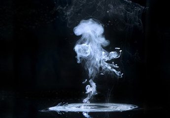Fototapeta premium Ink and milk with paint in water swirl abstraction