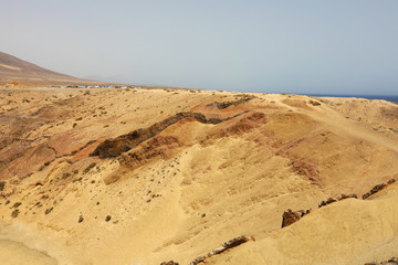 Desert in Lanzarote. Sand dunes near Playa Papagayo beach, Canary Islands.