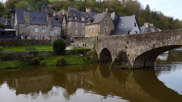 view of the port of Dinan, River Rance, Brittany, France
