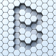 Hexagonal grid letter B 3D