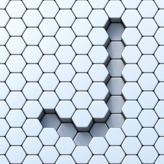 Hexagonal grid letter J 3D
