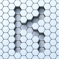 Hexagonal grid letter K 3D