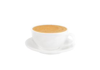 cup of coffee over white background