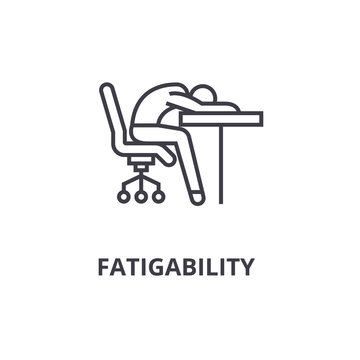 fatigability thin line icon, sign, symbol, illustation, linear concept vector 