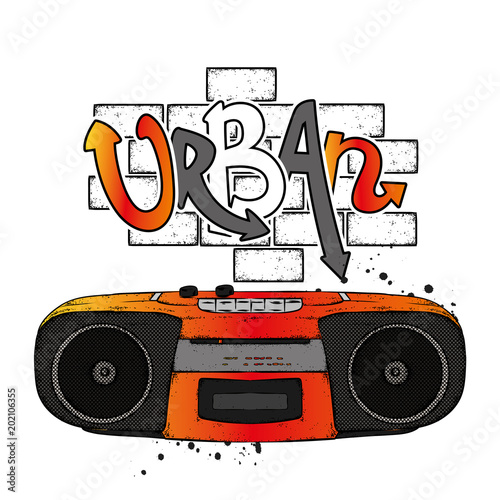 Multicolored Cassette Tape Recorder From The 90 S Vector